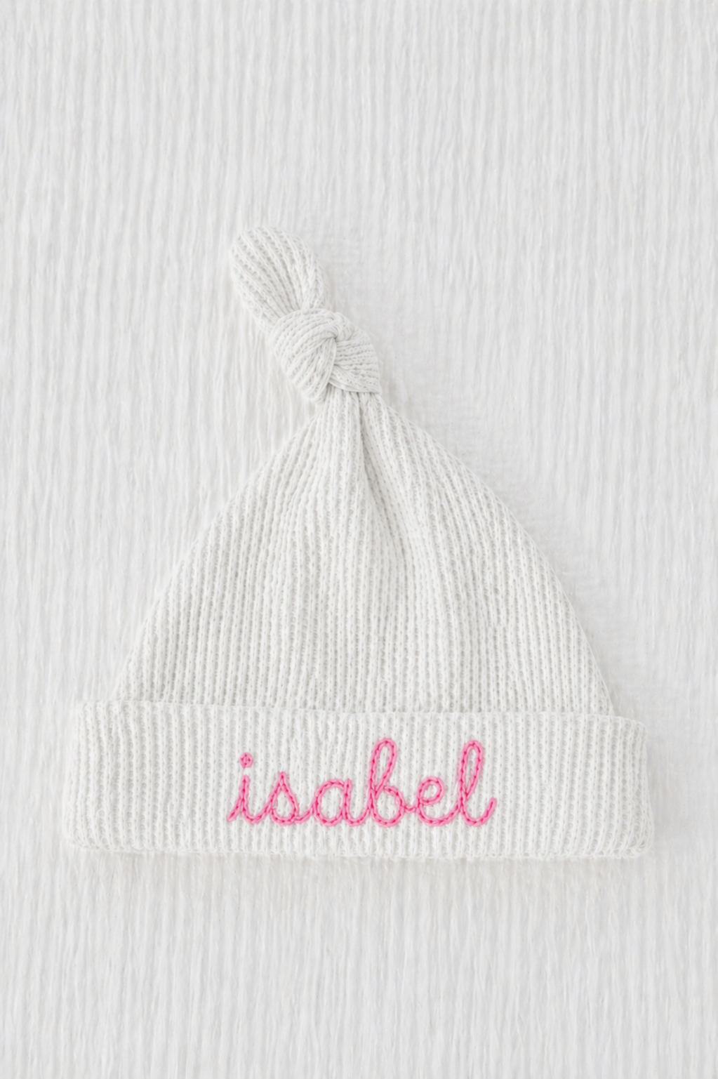 Personalized Hand Stitched Waffle Knit Hat