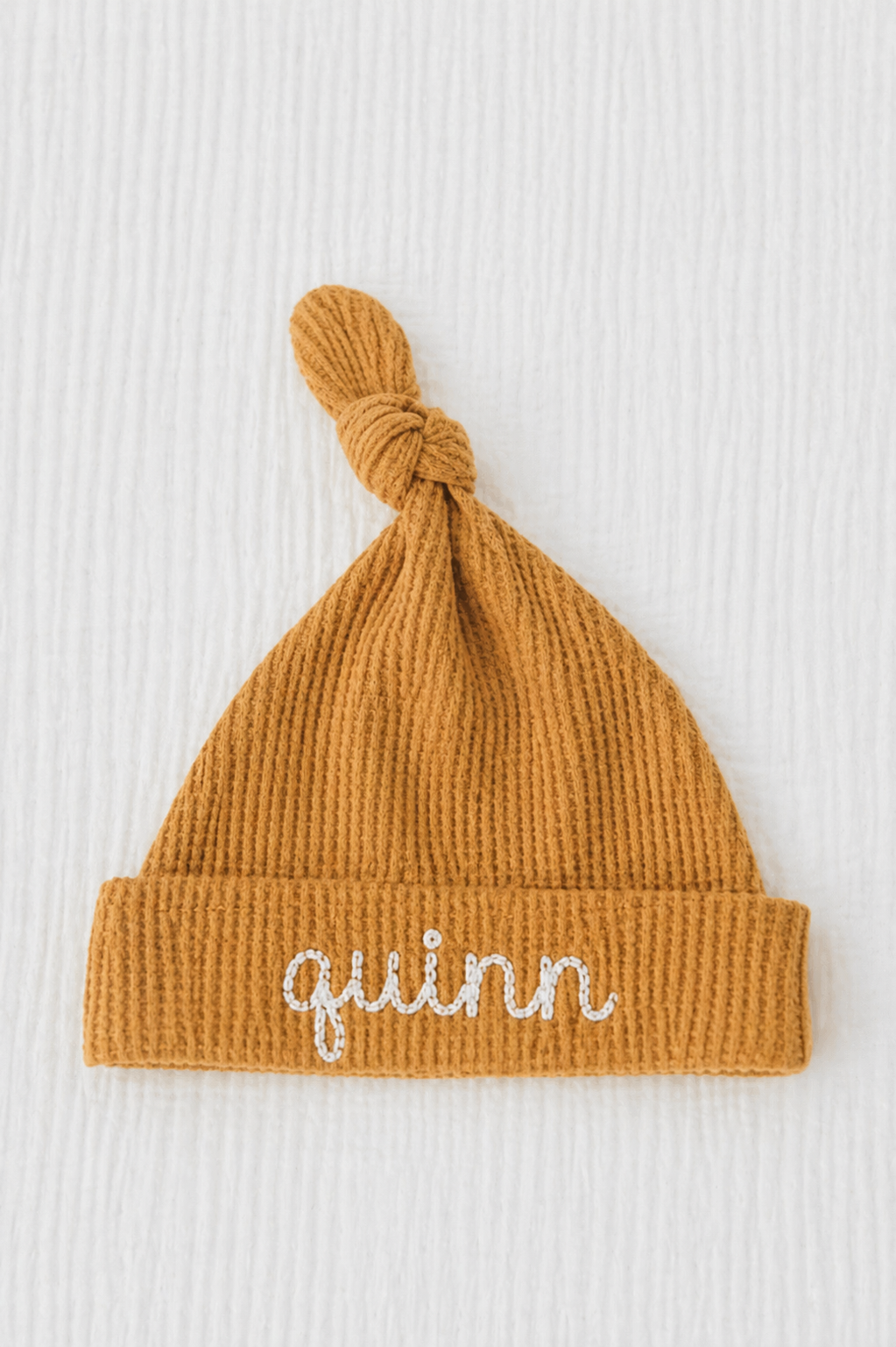 Personalized Hand Stitched Waffle Knit Hat