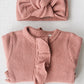 Personalized Organic Waffle Knit Ruffled Footie With Bow