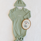 Personalized Golf Baby Gift Set | Knotted Gown, Hat & Embroidered Linen Name Plate