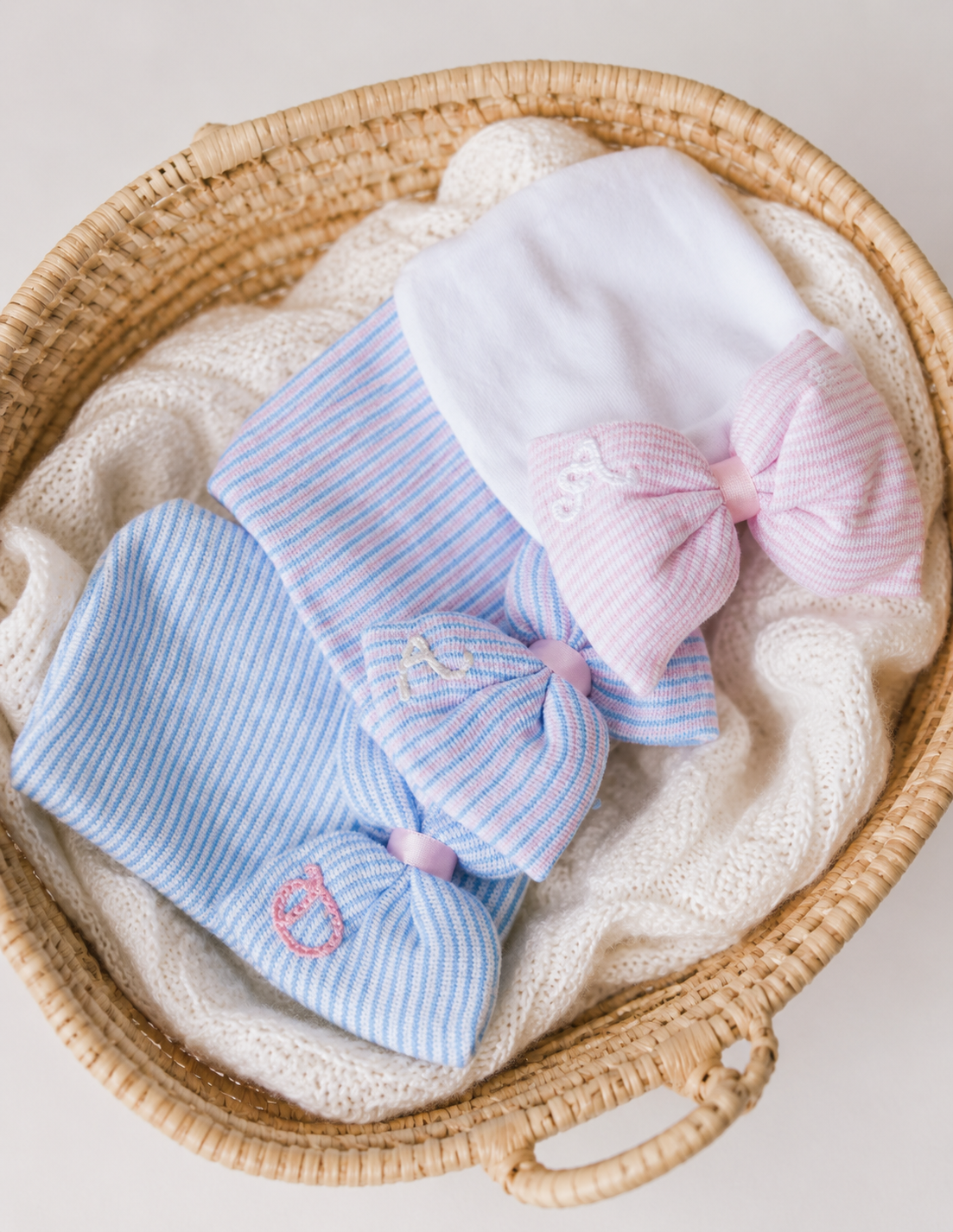 Hand Stitched Newborn Bow Hat