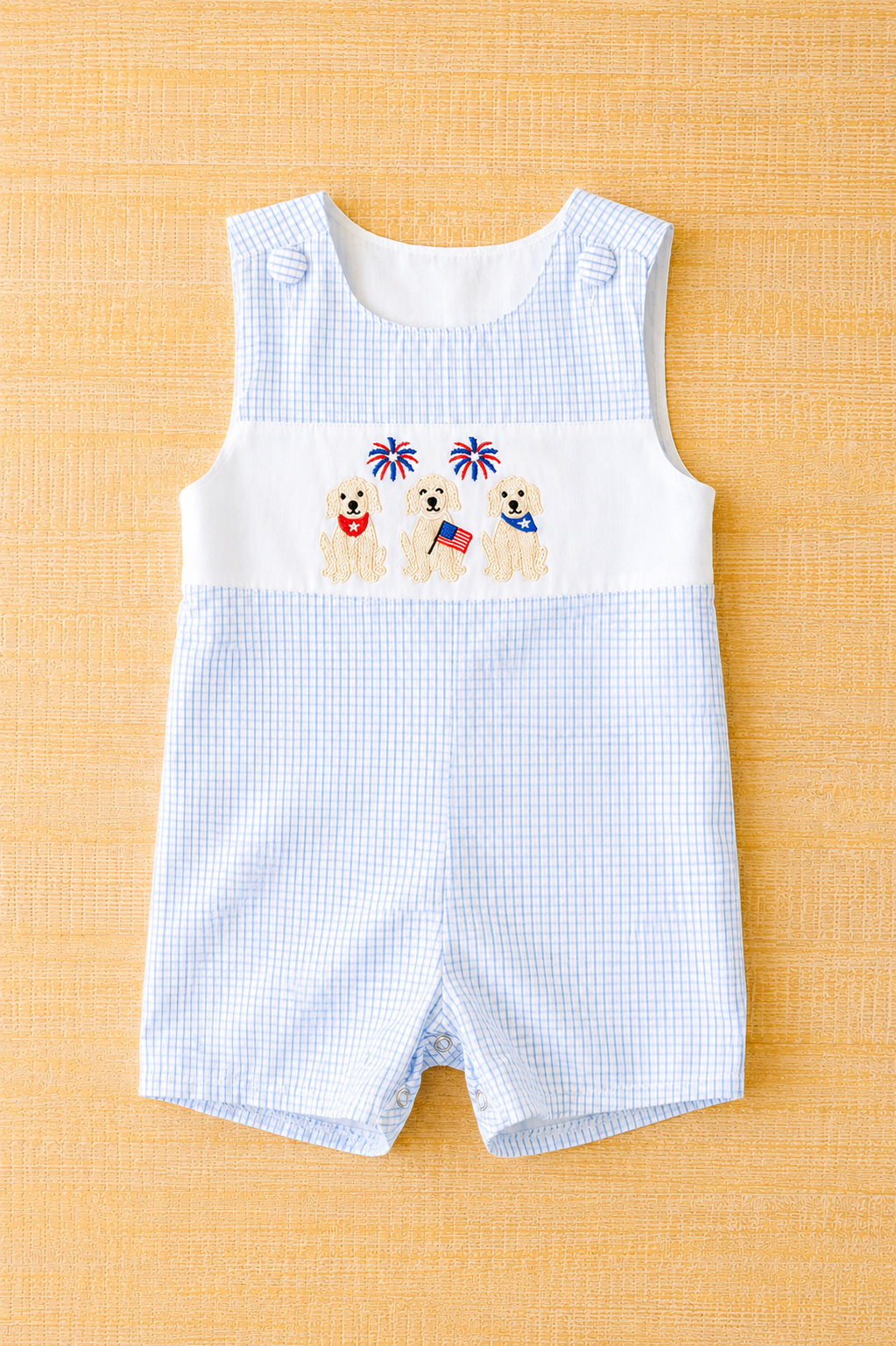 Embroidered Patriotic Puppy Romper