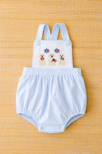 Embroidered Patriotic Puppy Romper
