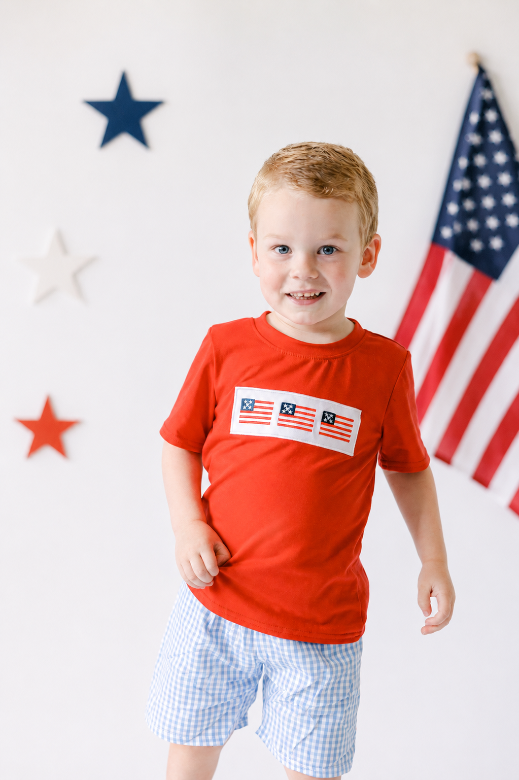 American Flag Boys' Gingham Outfit