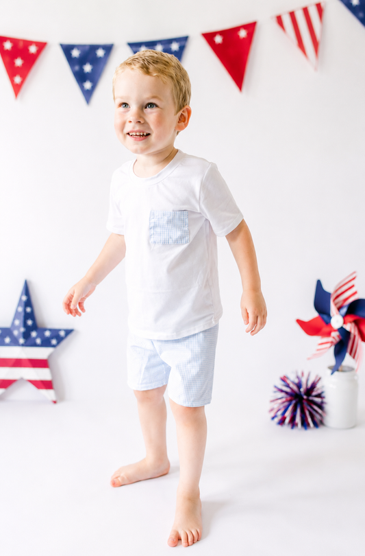 Boys' Gingham Shirt + Short Set