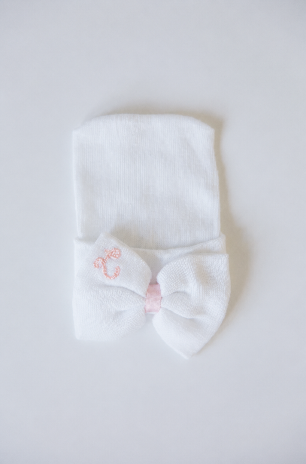 Hand Stitched Newborn Bow Hat