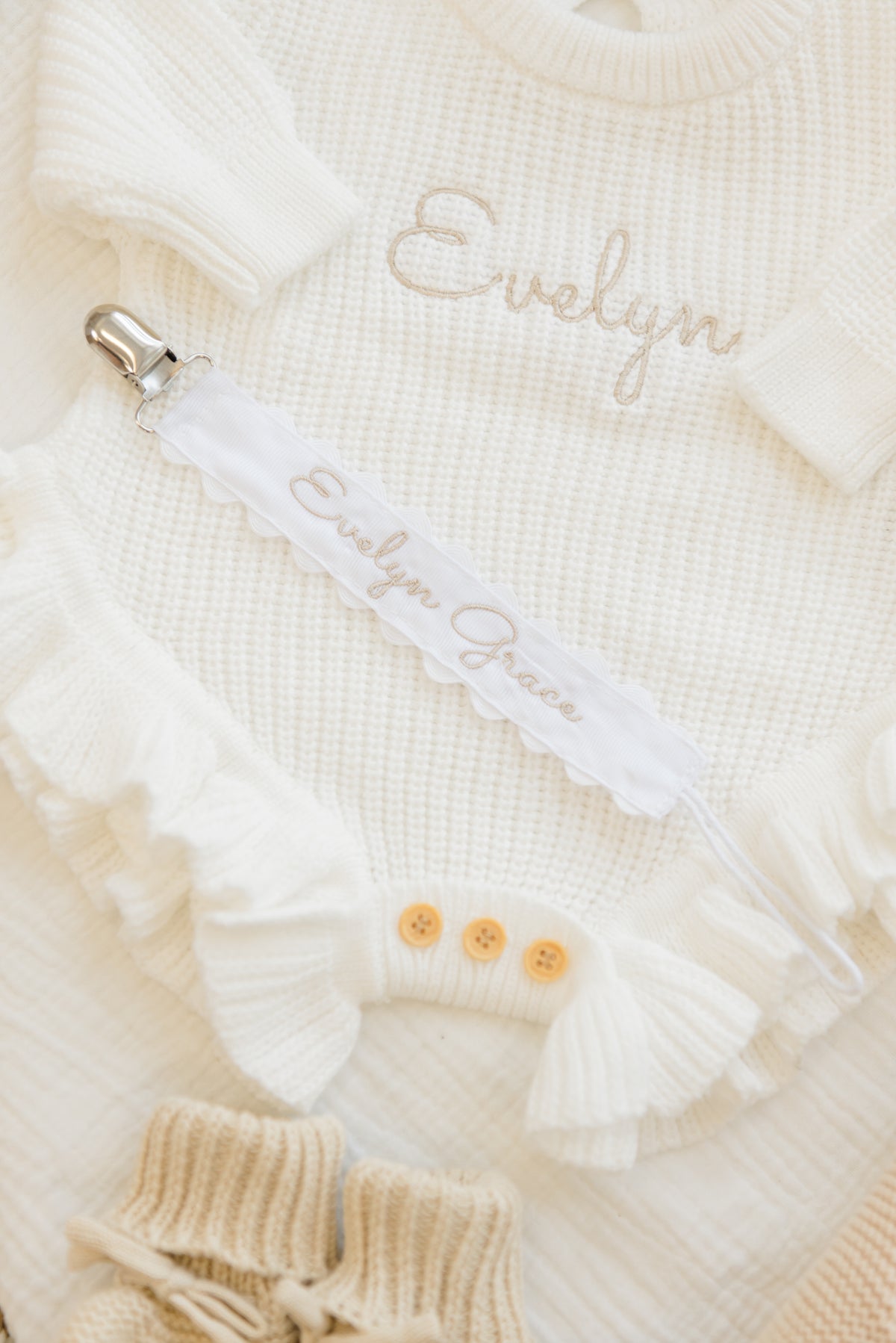 Personalized Embroidered Pacifier Clip