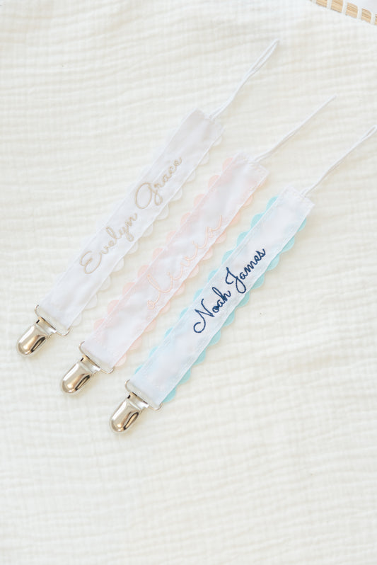 Personalized Embroidered Pacifier Clip