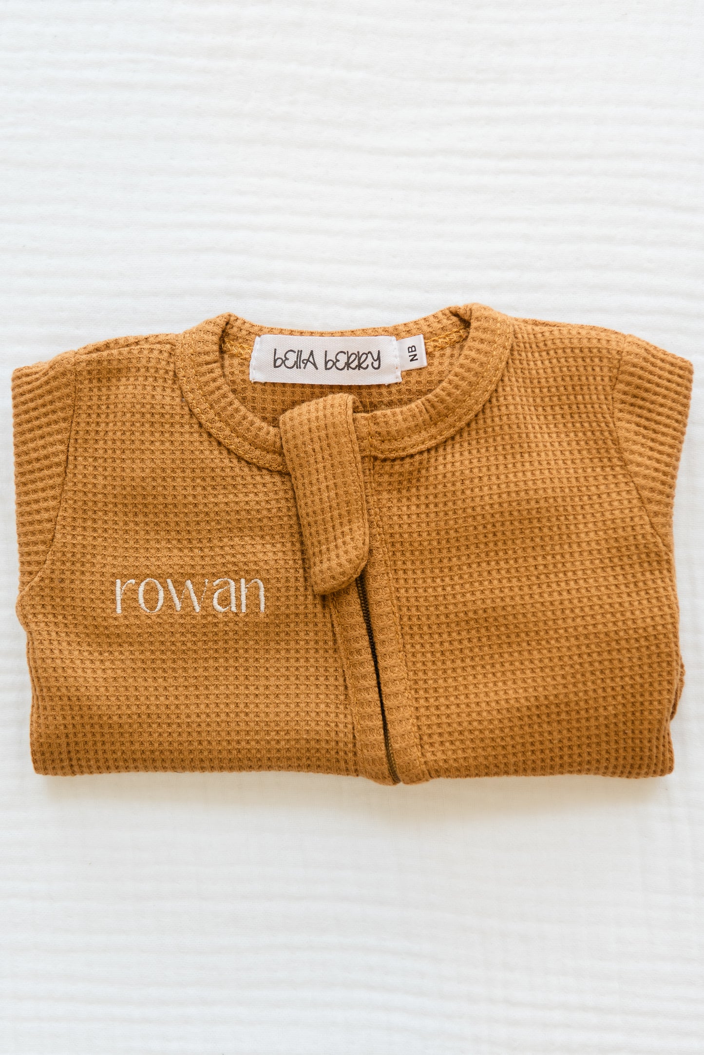 Personalized Organic Waffle Knit Footie