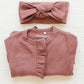 Personalized Organic Waffle Knit Ruffled Footie With Bow