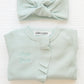Personalized Organic Waffle Knit Ruffled Footie With Bow