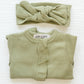 Personalized Organic Waffle Knit Ruffled Footie With Bow