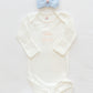 Personalized Organic Cotton Knotted Gown with Hand Stitched Bow Hat