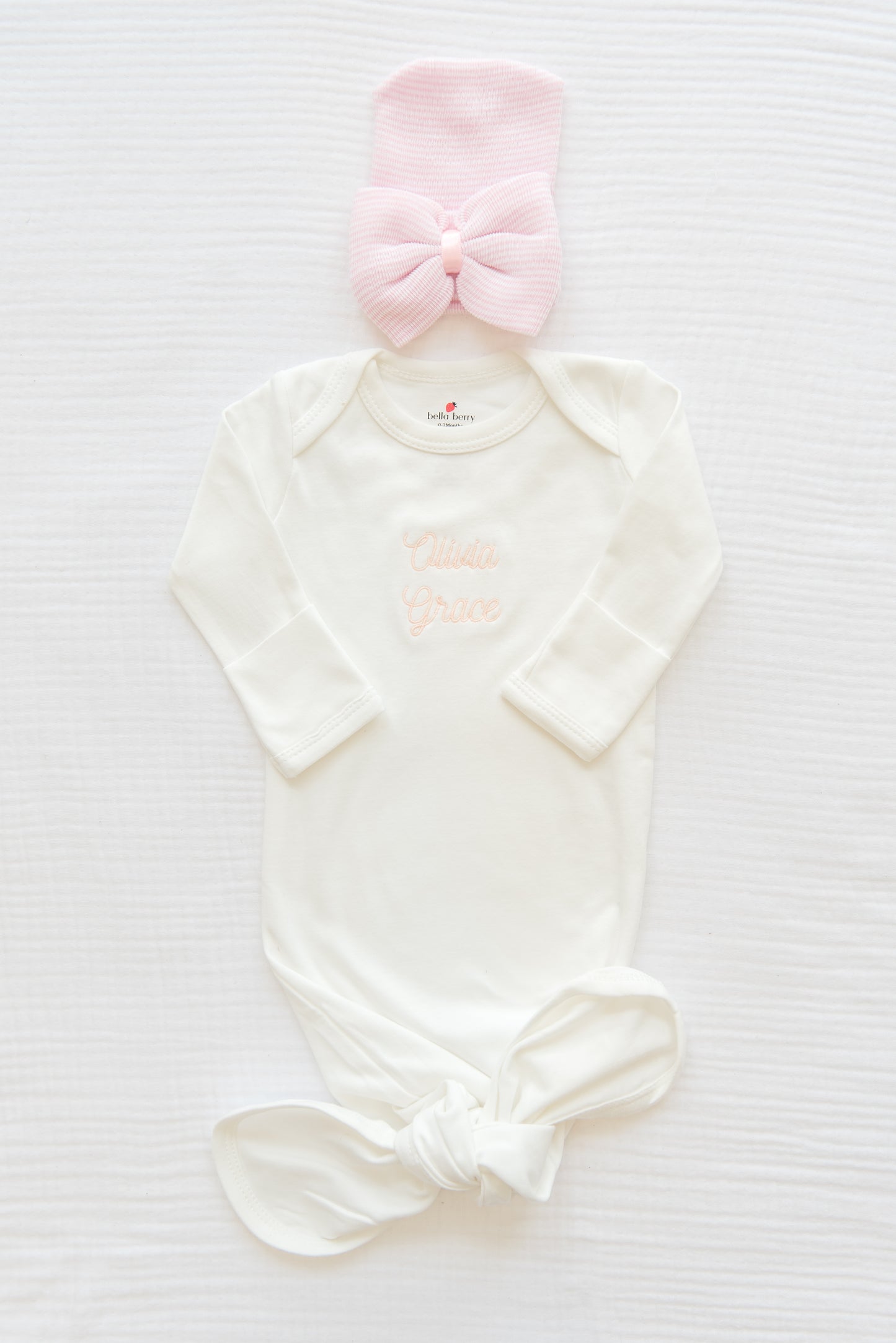 Hand Stitched Newborn Bow Hat