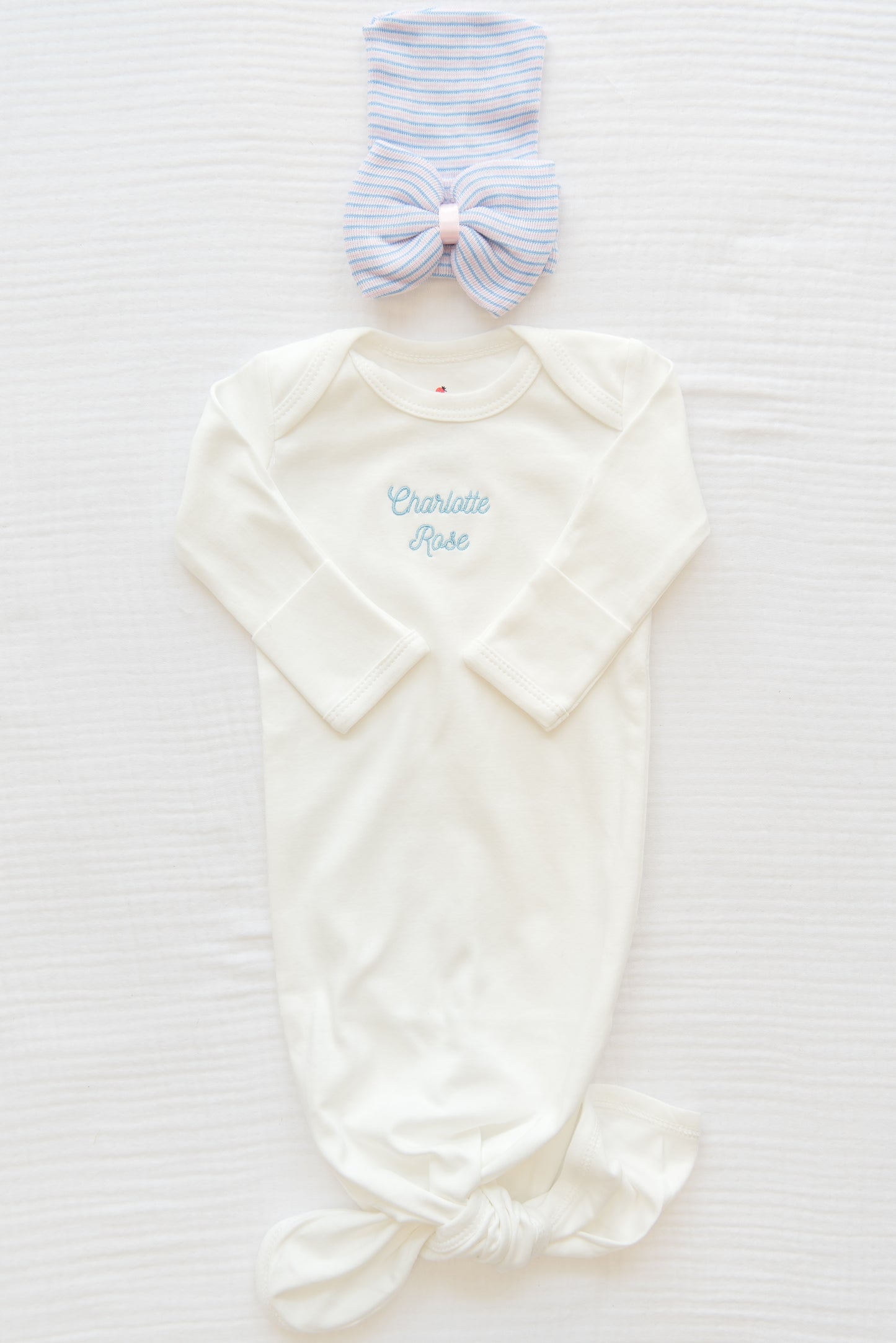 Hand Stitched Newborn Bow Hat