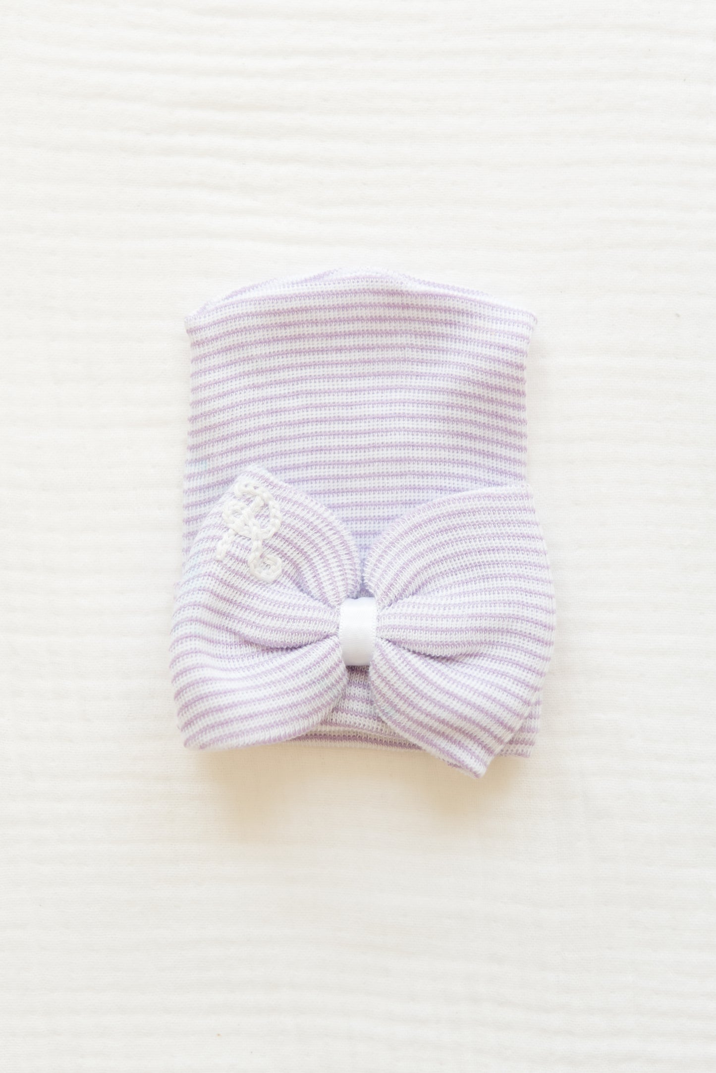 Hand Stitched Newborn Bow Hat