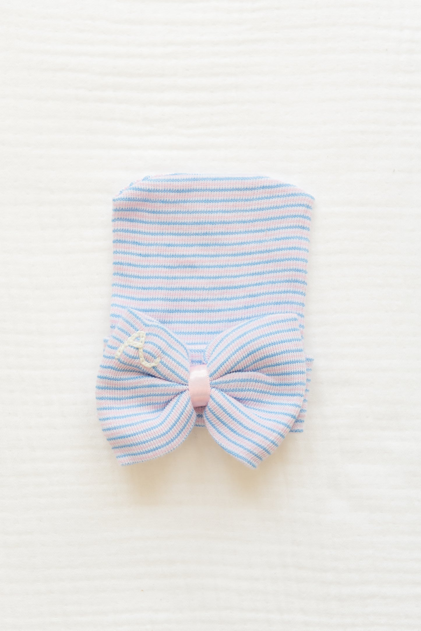 Hand Stitched Newborn Bow Hat