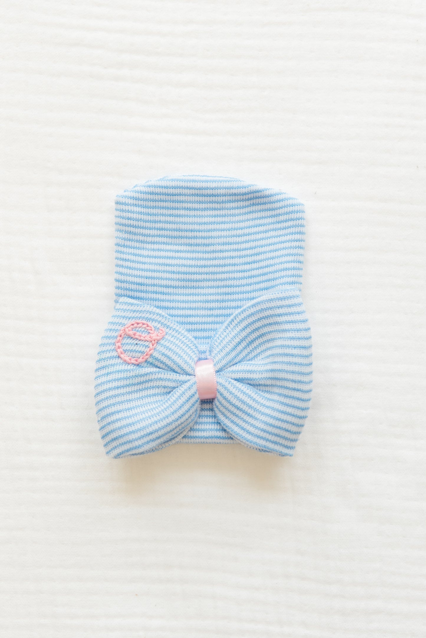 Hand Stitched Newborn Bow Hat