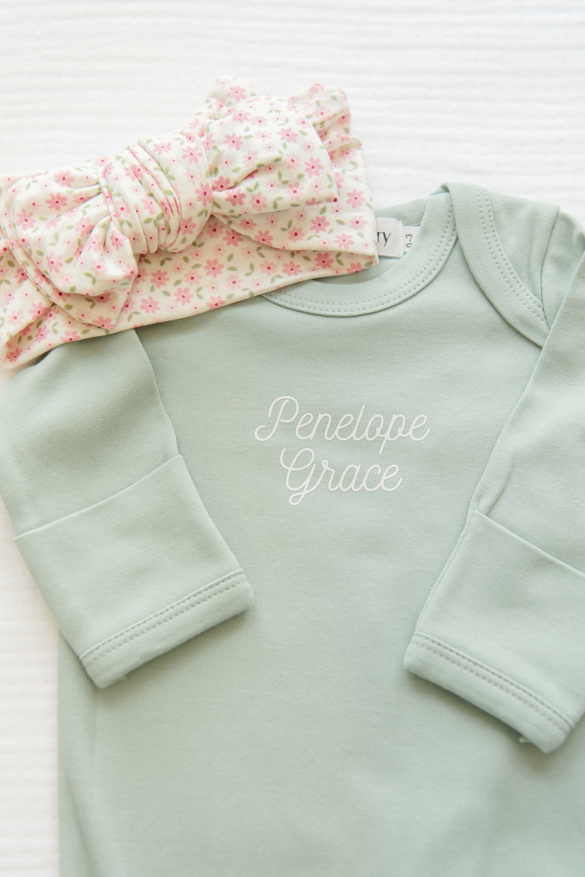 Personalized Organic Cotton Knotted Gown with Hat