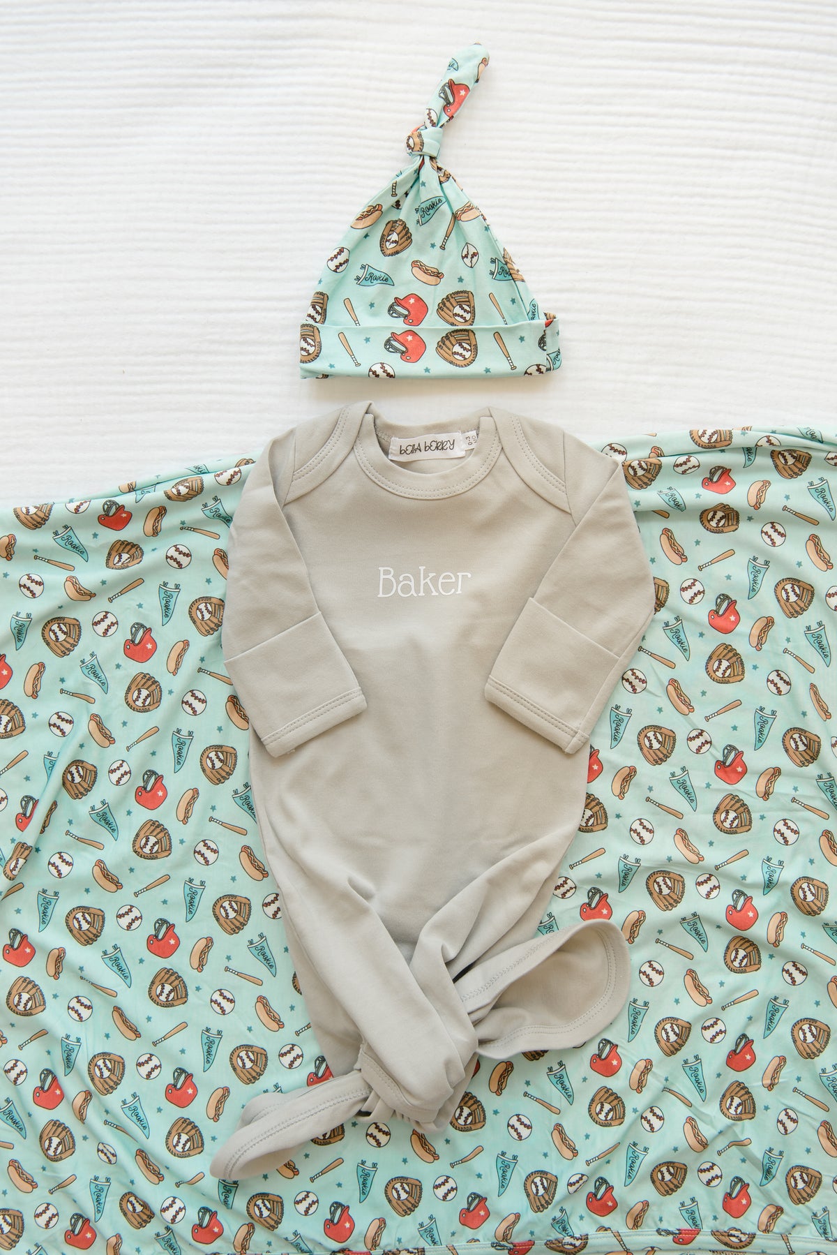 Personalized Organic Cotton Knotted Gown with Hat