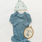 Personalized Organic Cotton Knotted Gown with Hat