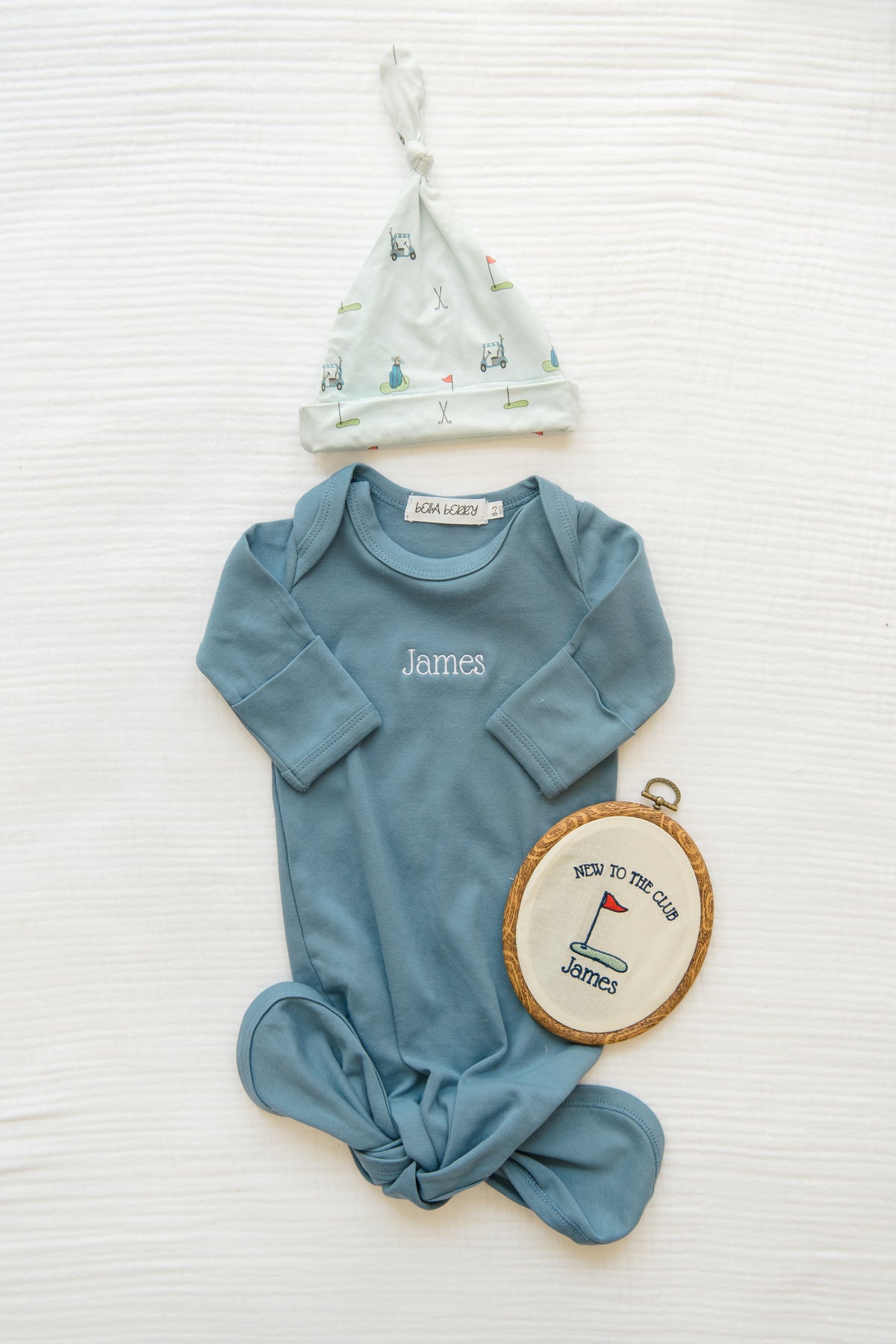 Personalized Organic Cotton Knotted Gown with Hat