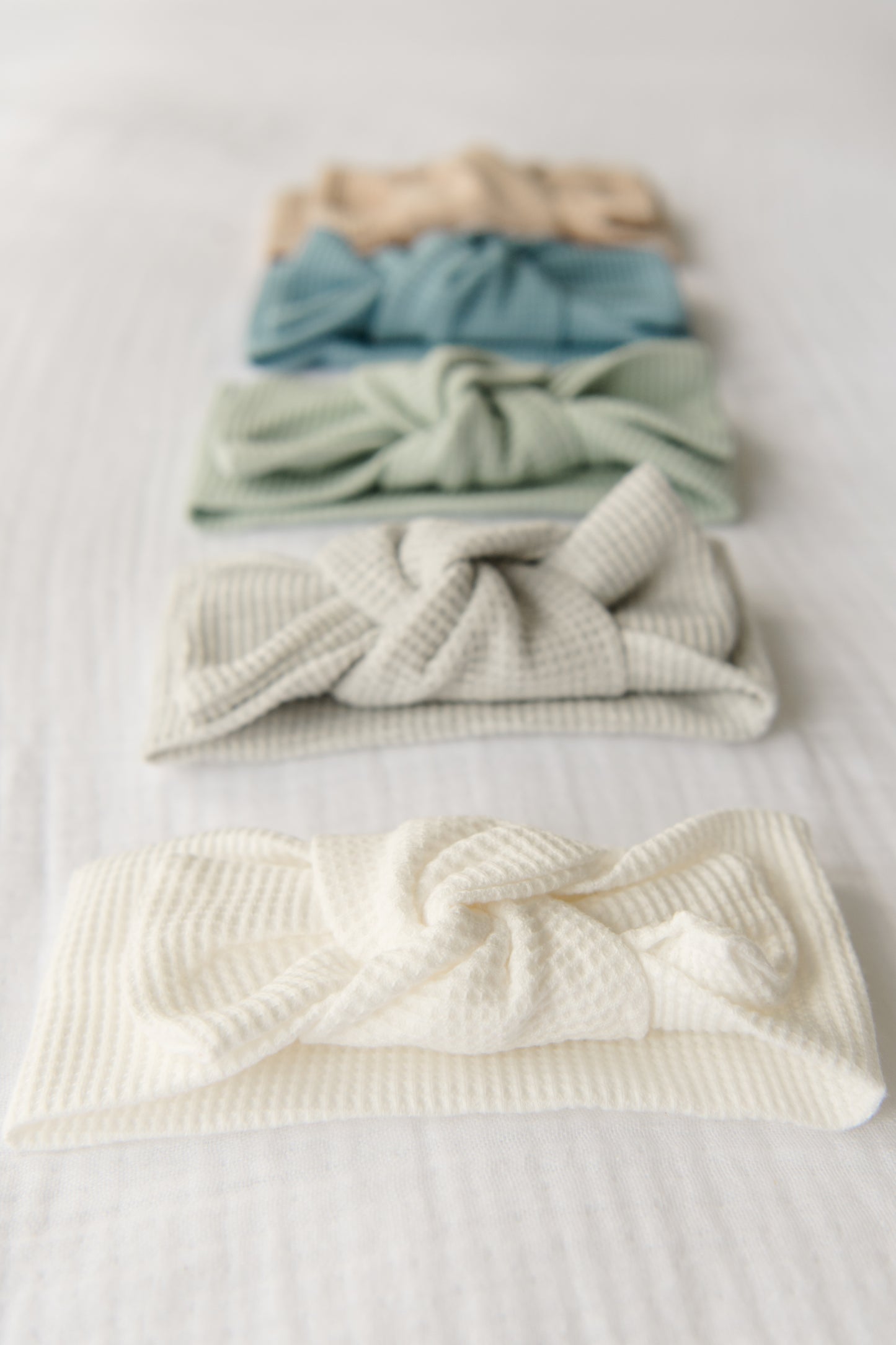 Organic Cotton Waffle Knit Bow + Hat