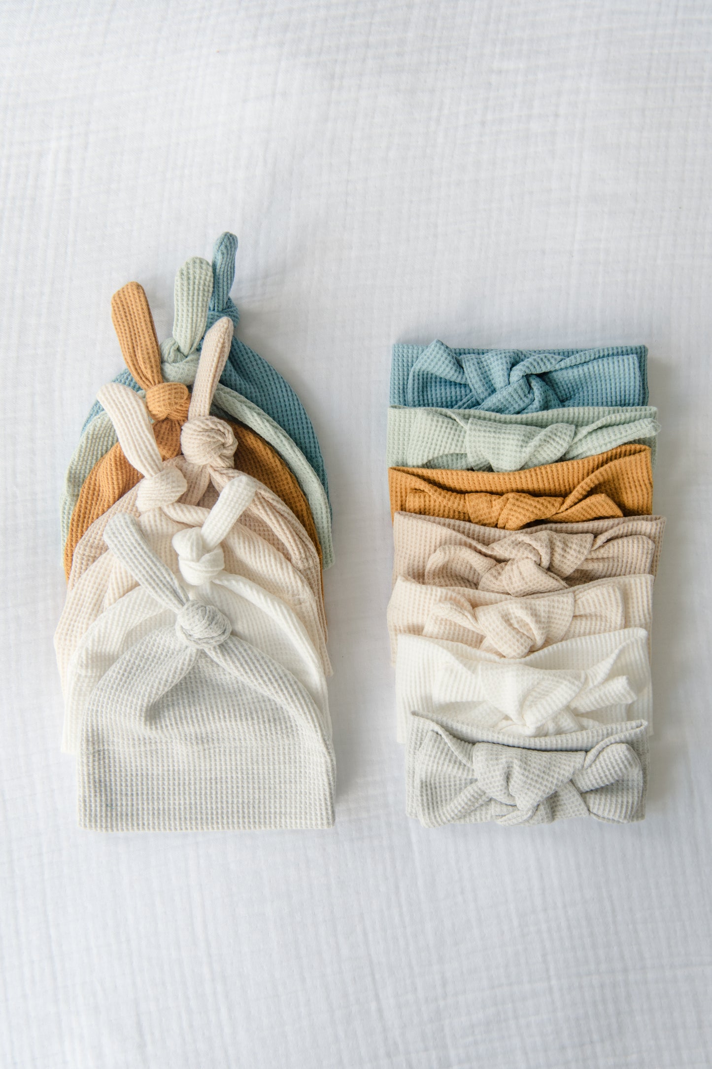 Organic Cotton Waffle Knit Bow + Hat