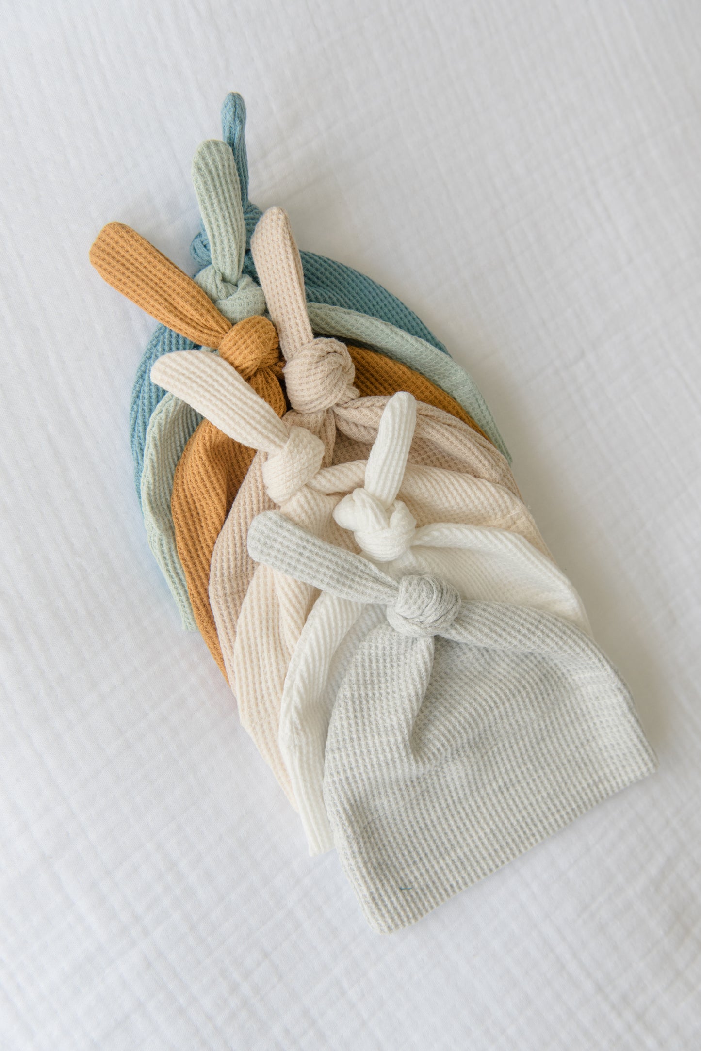 Organic Cotton Waffle Knit Bow + Hat