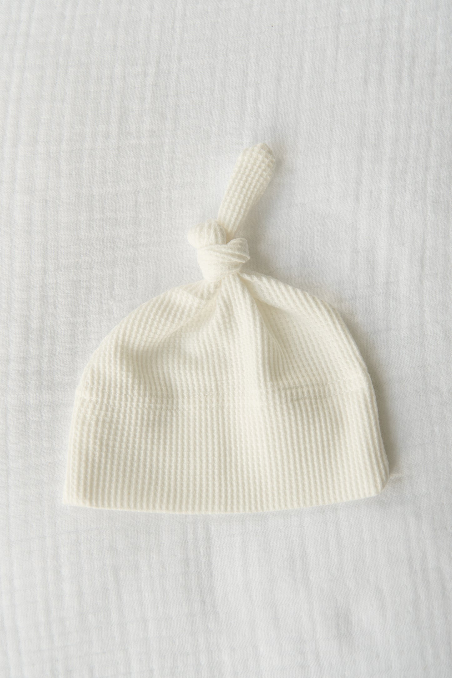 Organic Cotton Waffle Knit Bow + Hat