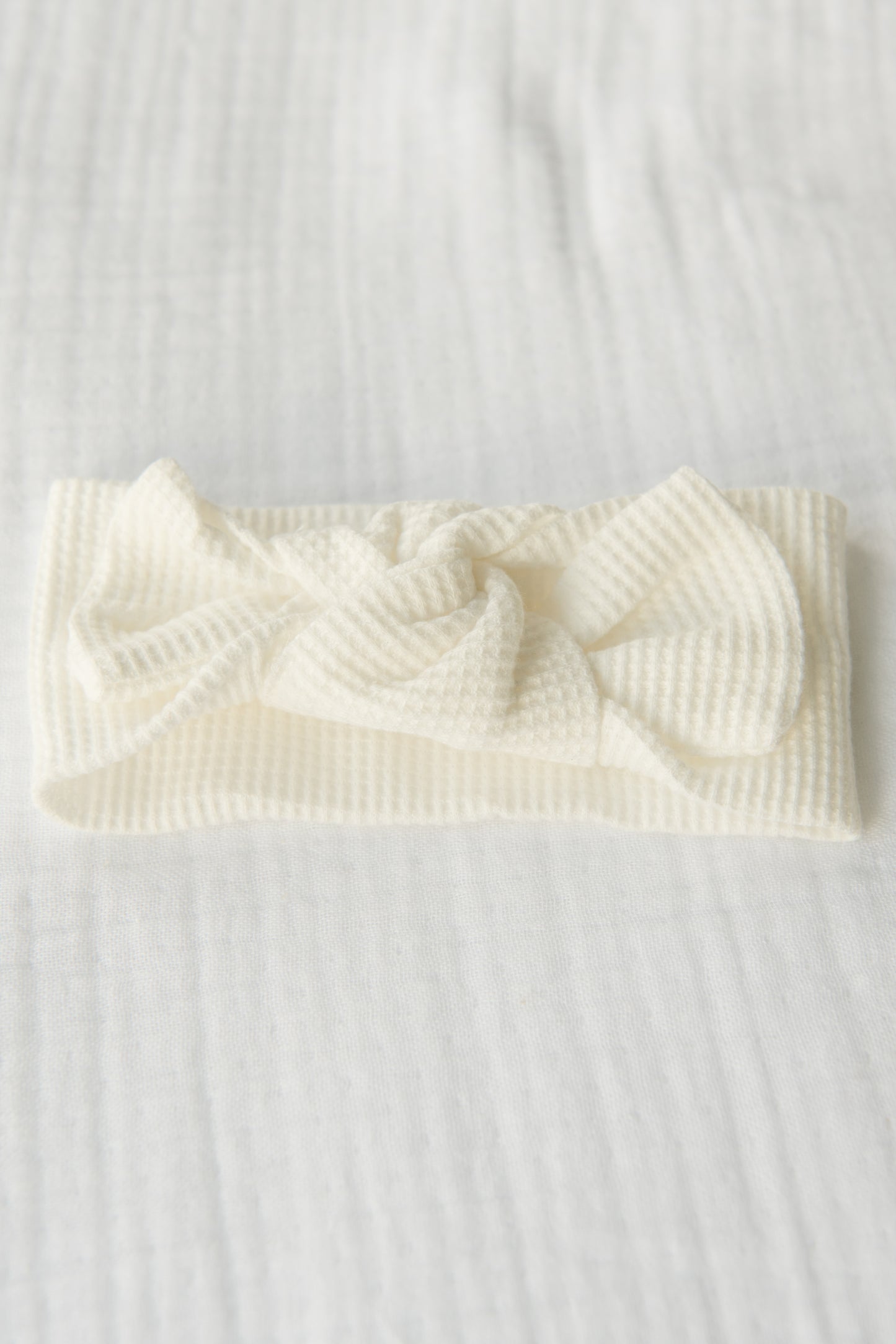Organic Cotton Waffle Knit Bow + Hat