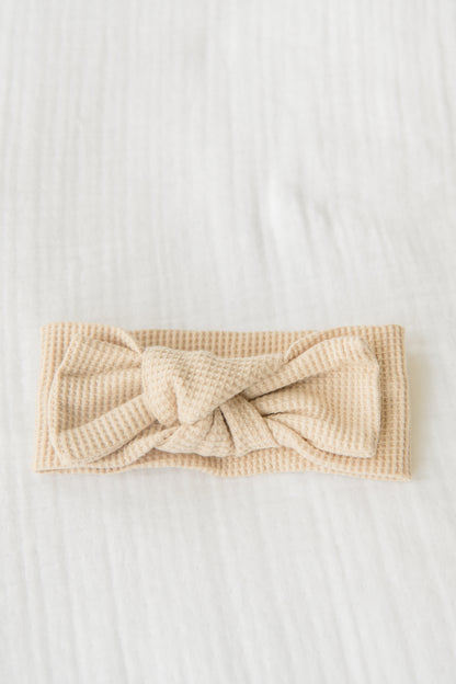Organic Cotton Waffle Knit Bow + Hat