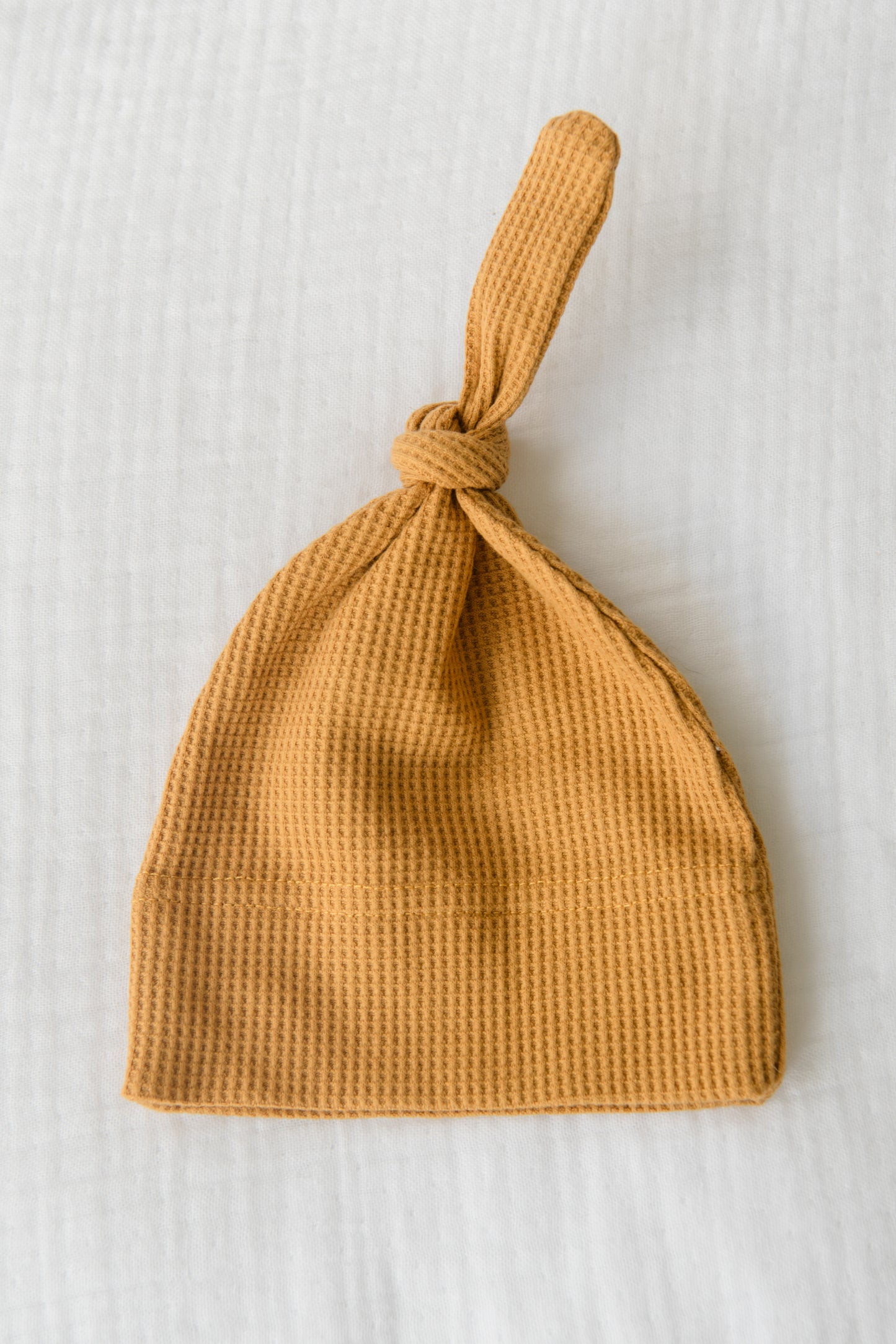 Organic Cotton Waffle Knit Bow + Hat
