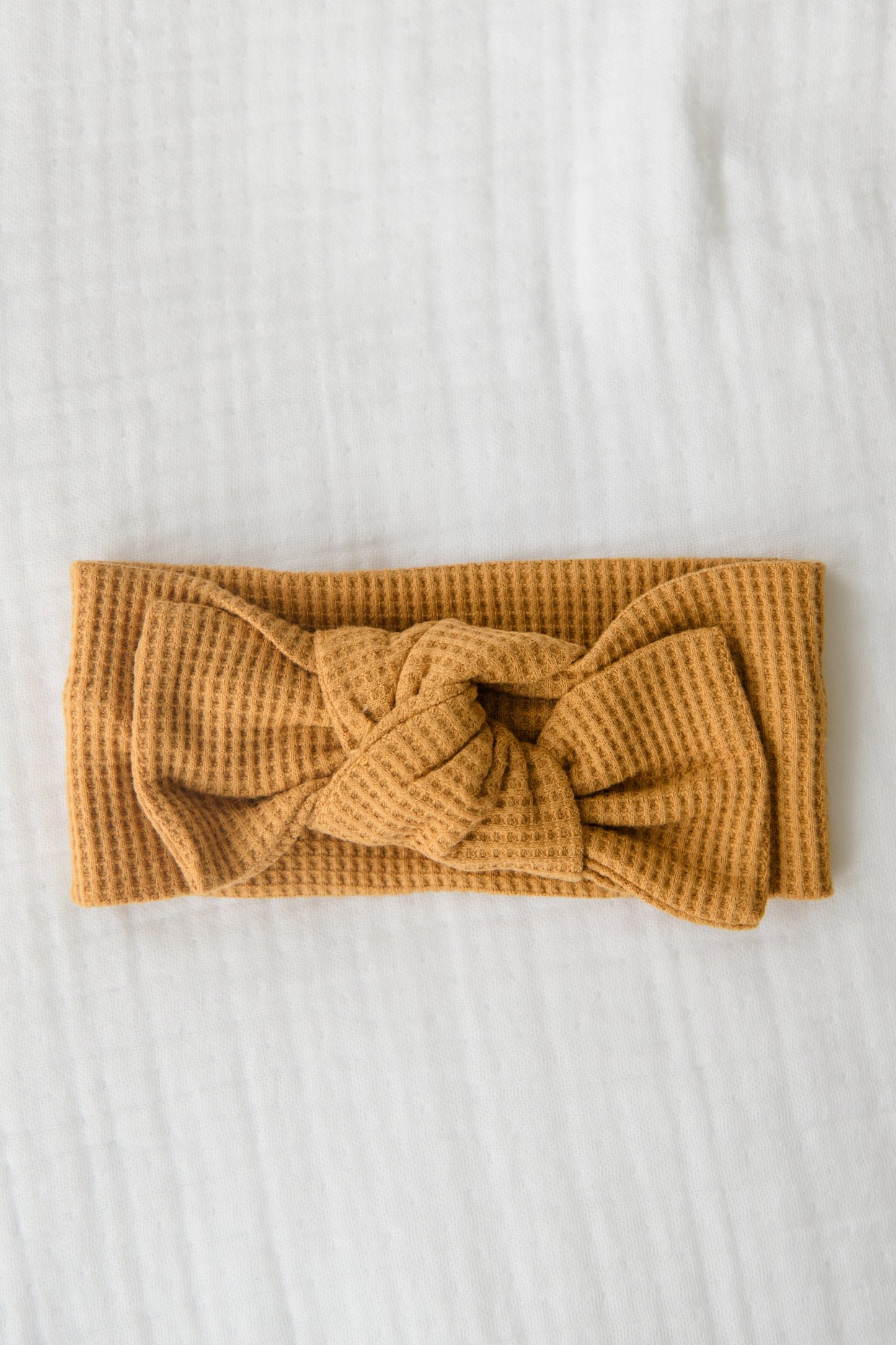 Organic Cotton Waffle Knit Bow + Hat