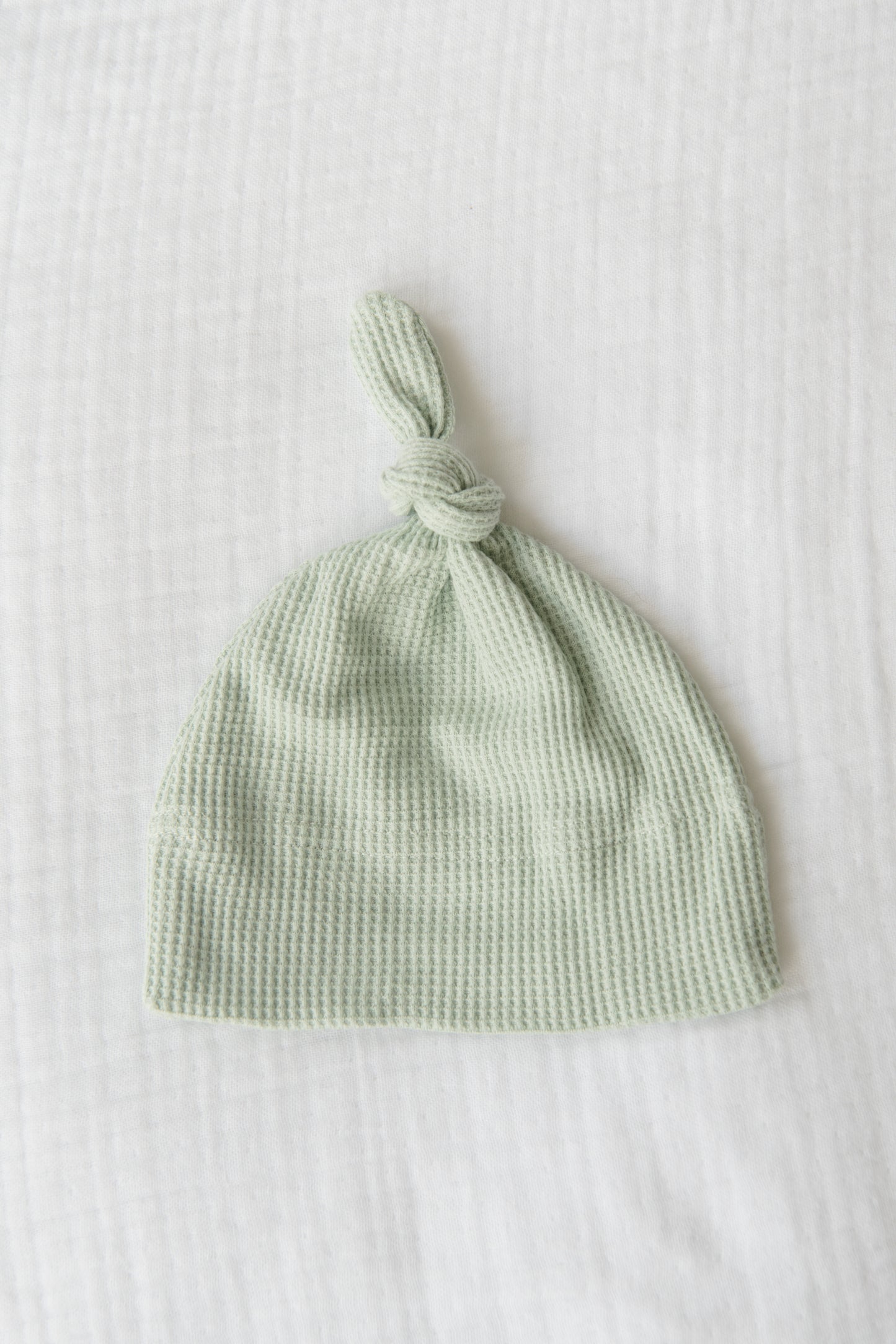 Organic Cotton Waffle Knit Bow + Hat
