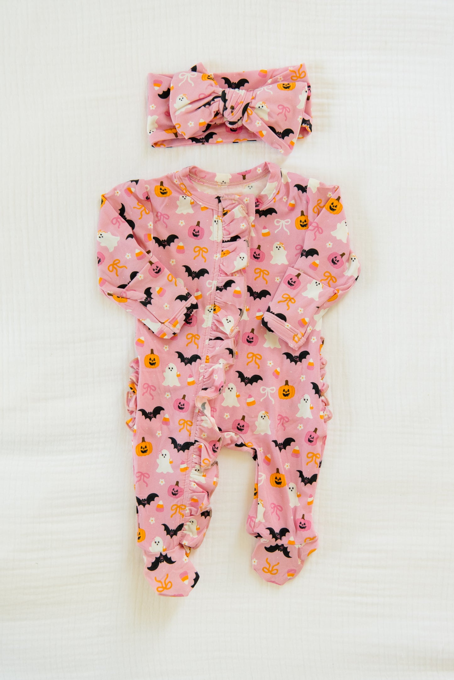 Boo-tiful Bows Ruffled Footie