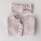 Organic Waffle Knit Ruffled Footie With Bow