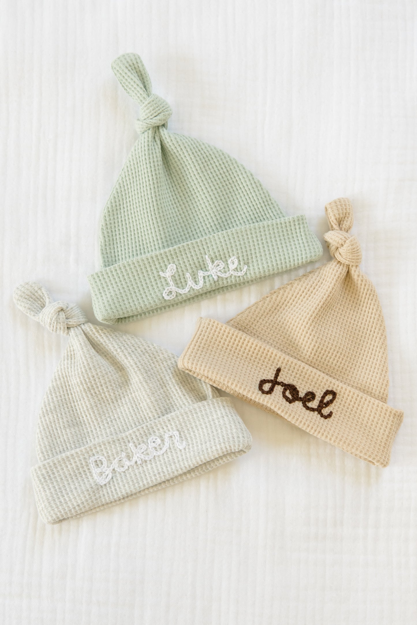 Hand Stitched Waffle Knit Hat