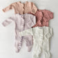 Organic Waffle Knit Ruffled Footie With Bow