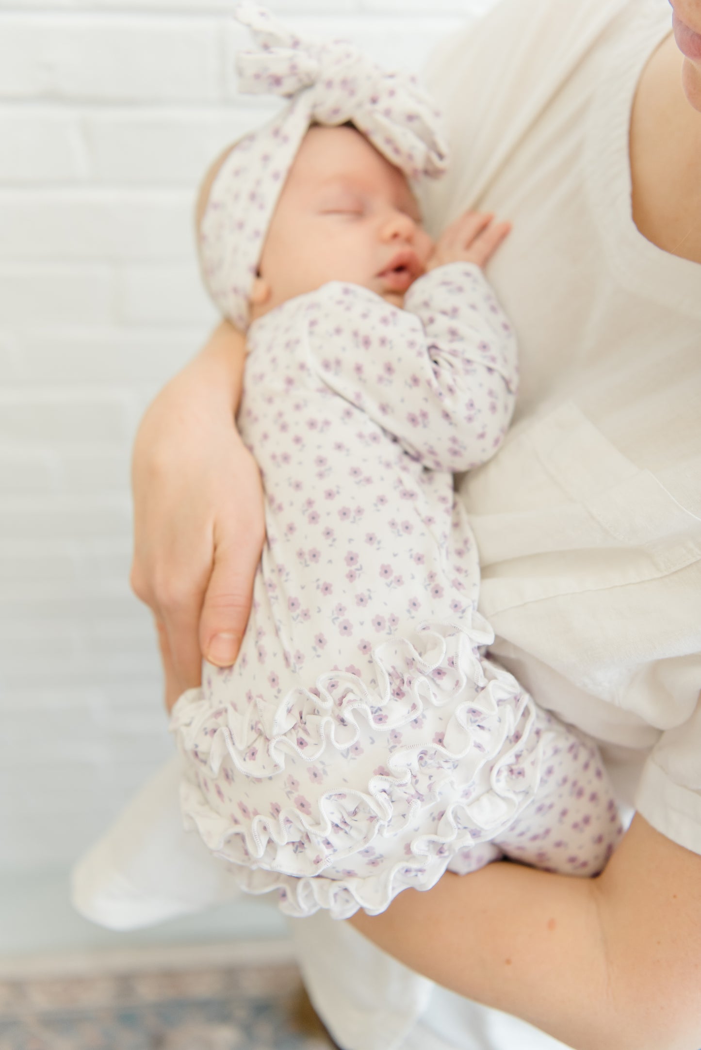 Lavender Bloom Ruffled Footie
