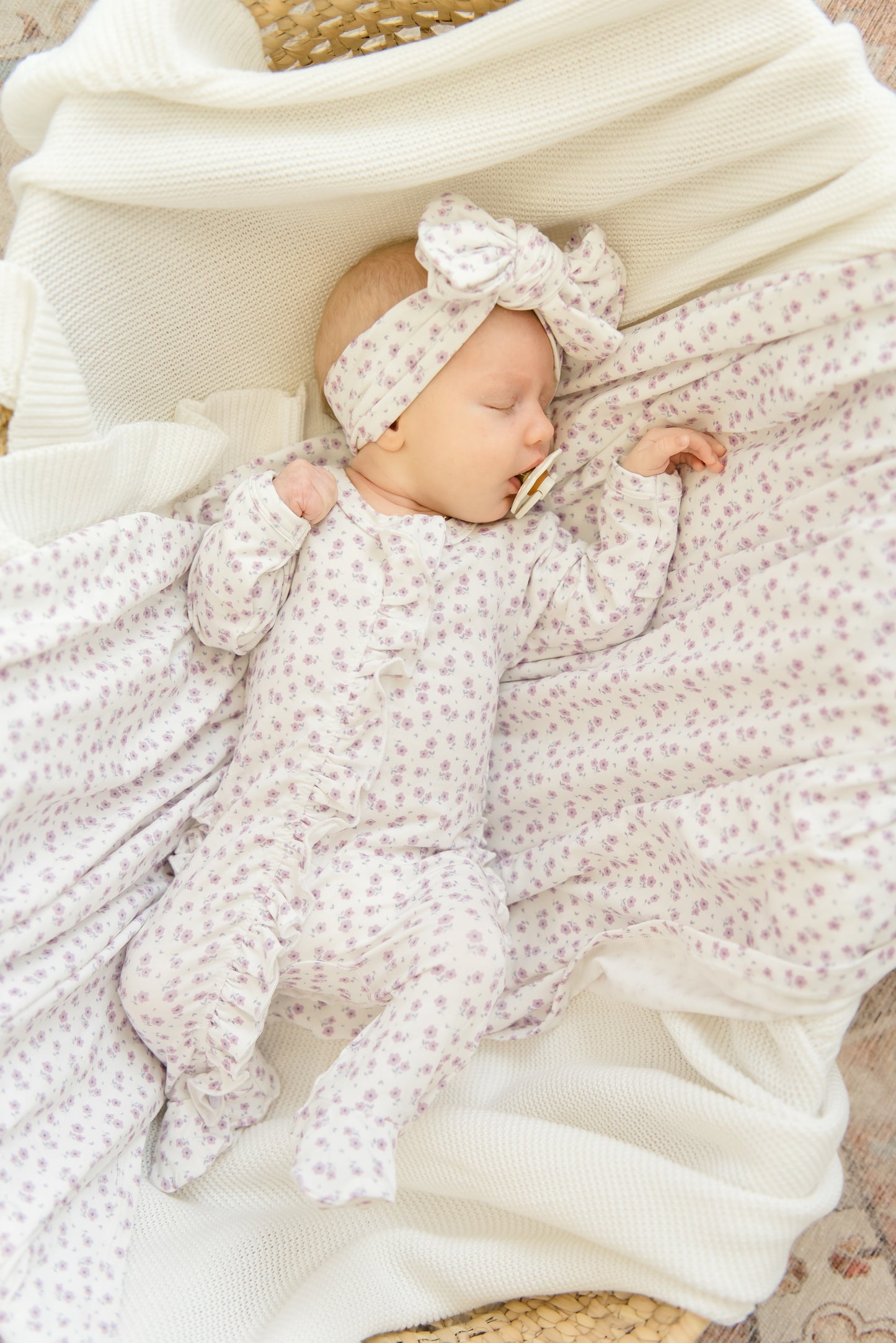 Lavender Bloom Ruffled Footie