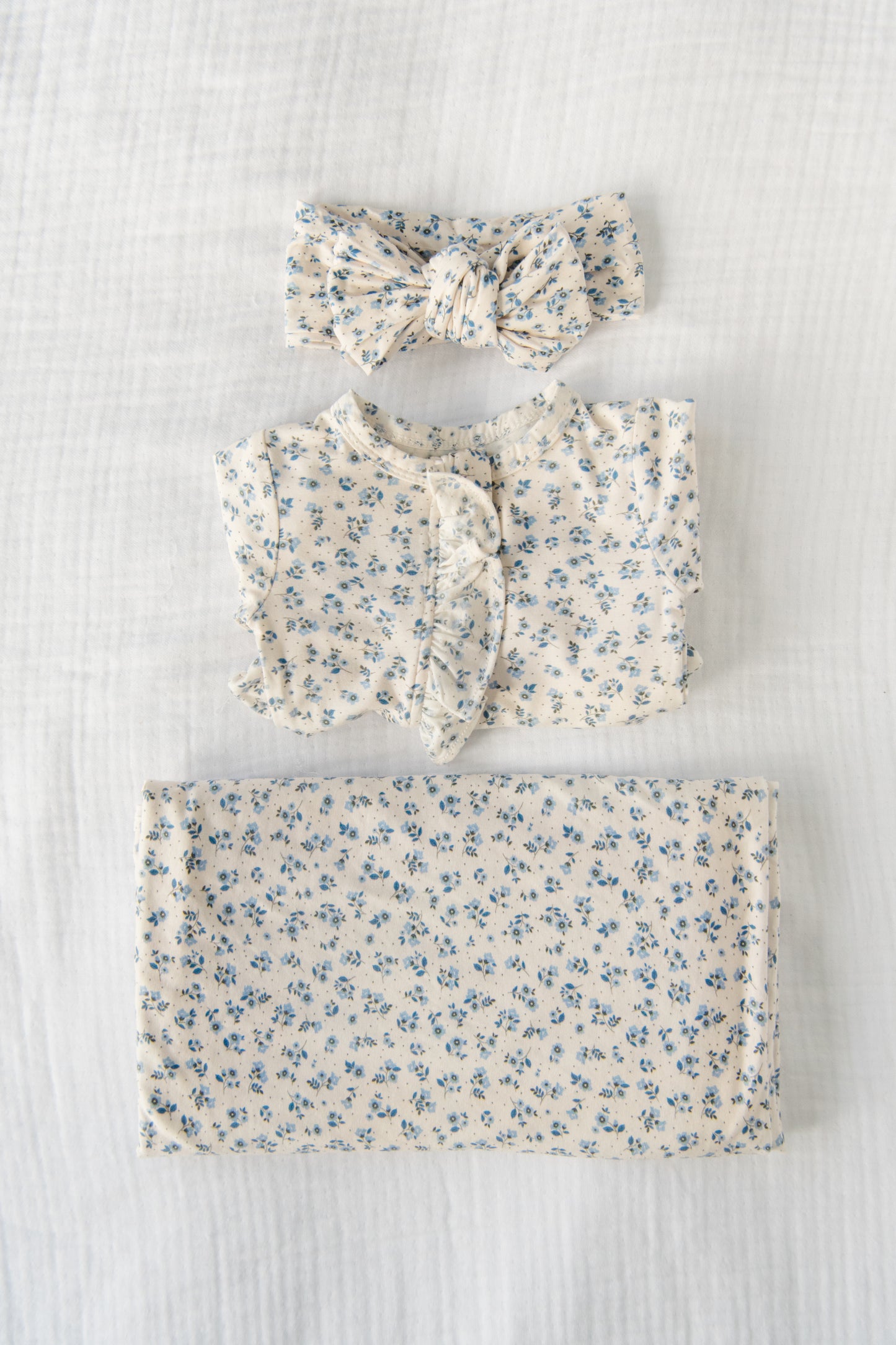 Blooming Blues Ruffled Footie