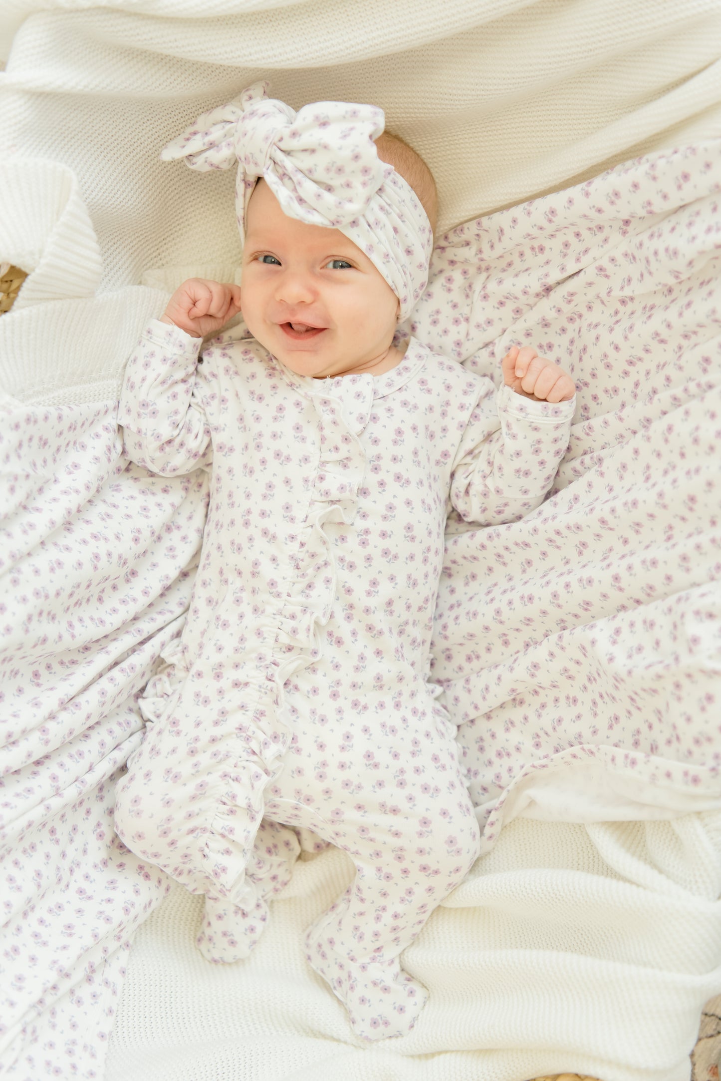 Lavender Bloom Ruffled Footie