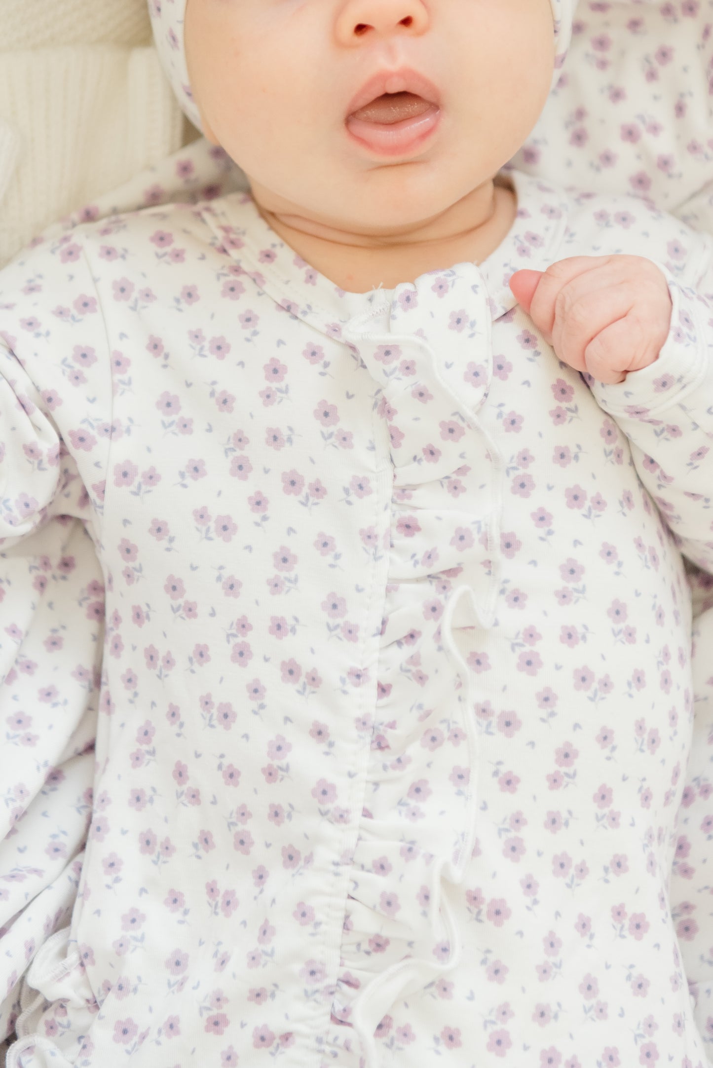 Lavender Bloom Ruffled Footie