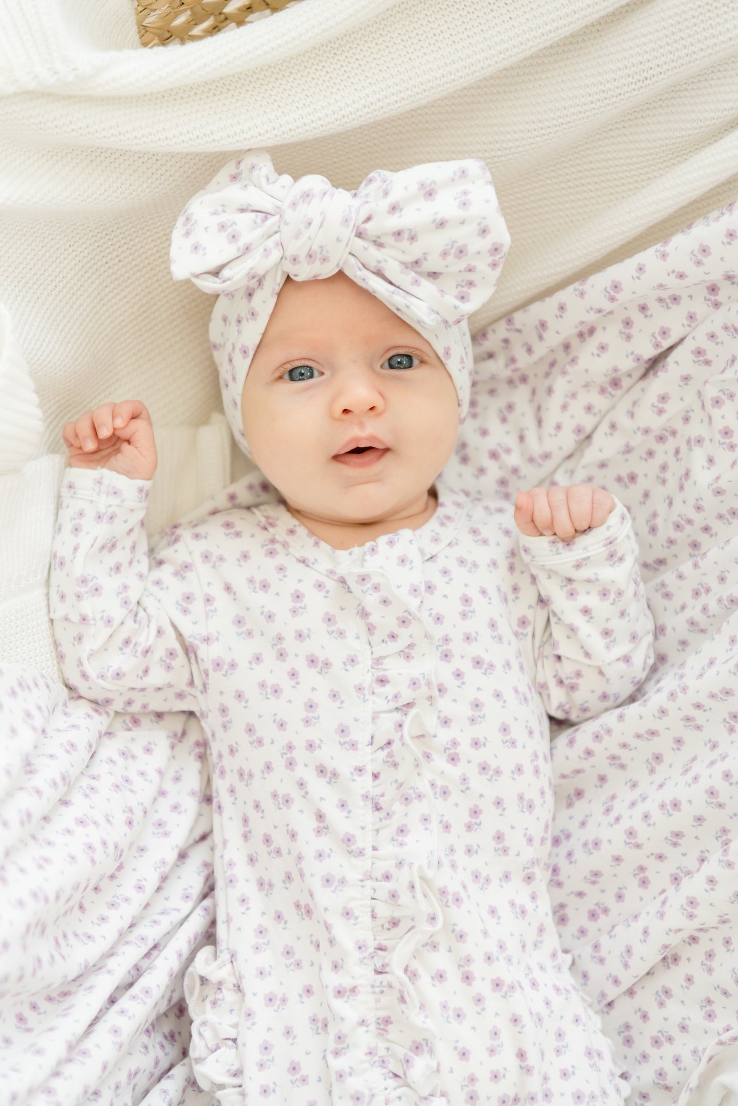 Lavender Bloom Ruffled Footie