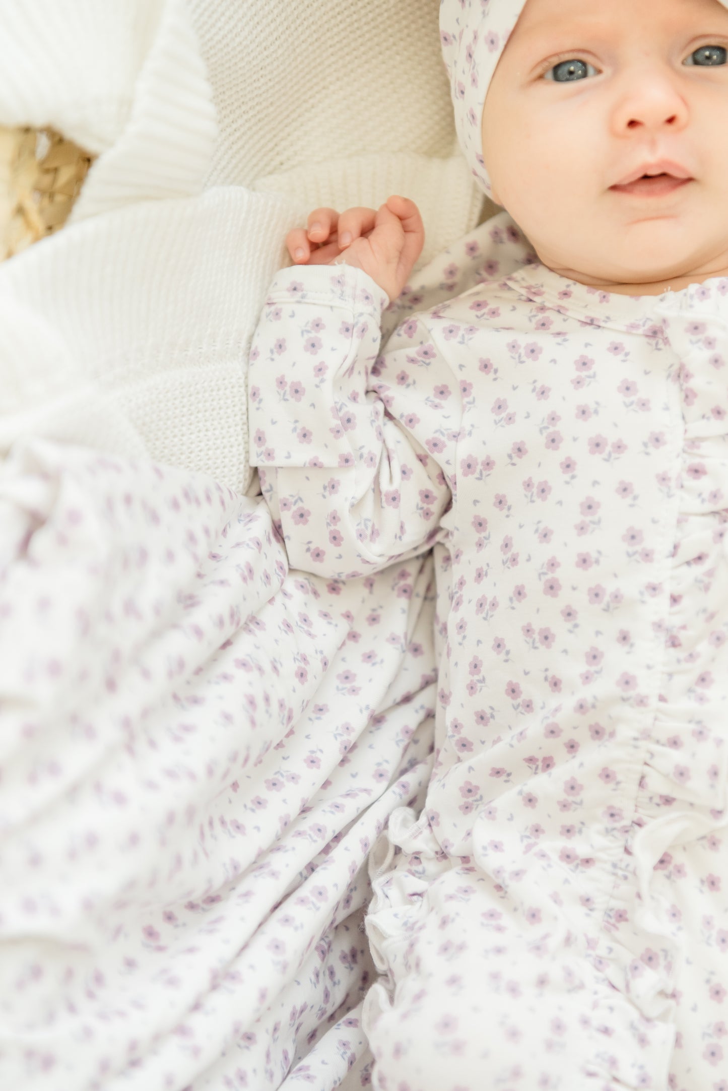 Lavender Bloom Ruffled Footie