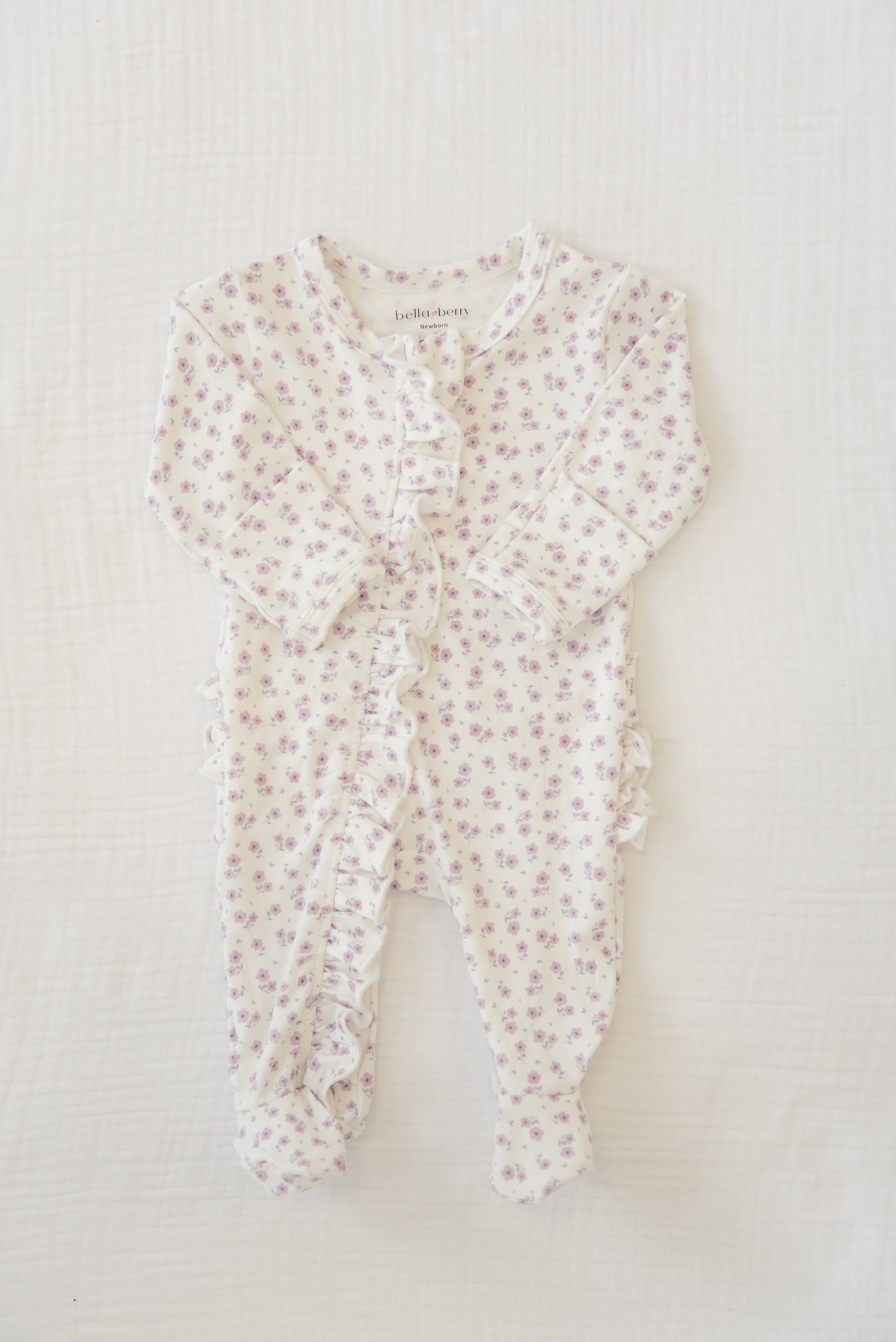 Lavender Bloom Ruffled Footie