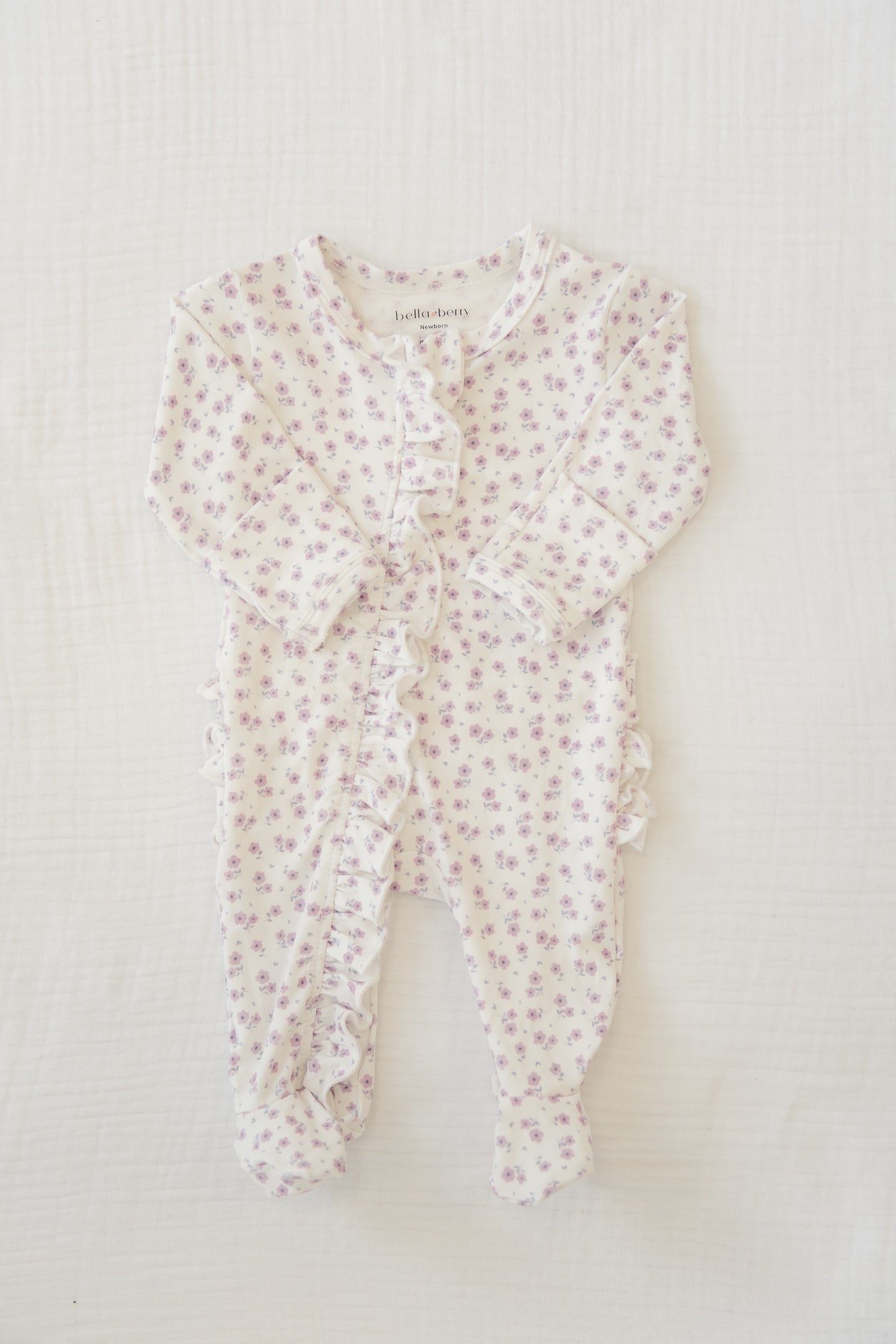 Lavender Bloom Ruffled Footie