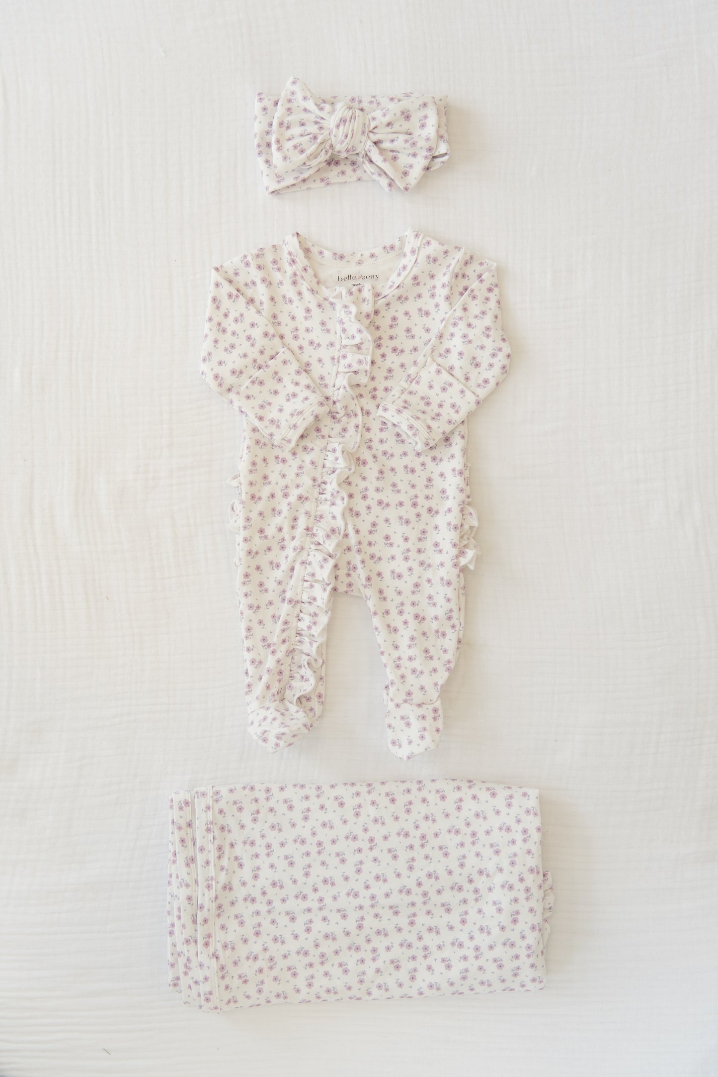 Lavender Bloom Ruffled Footie