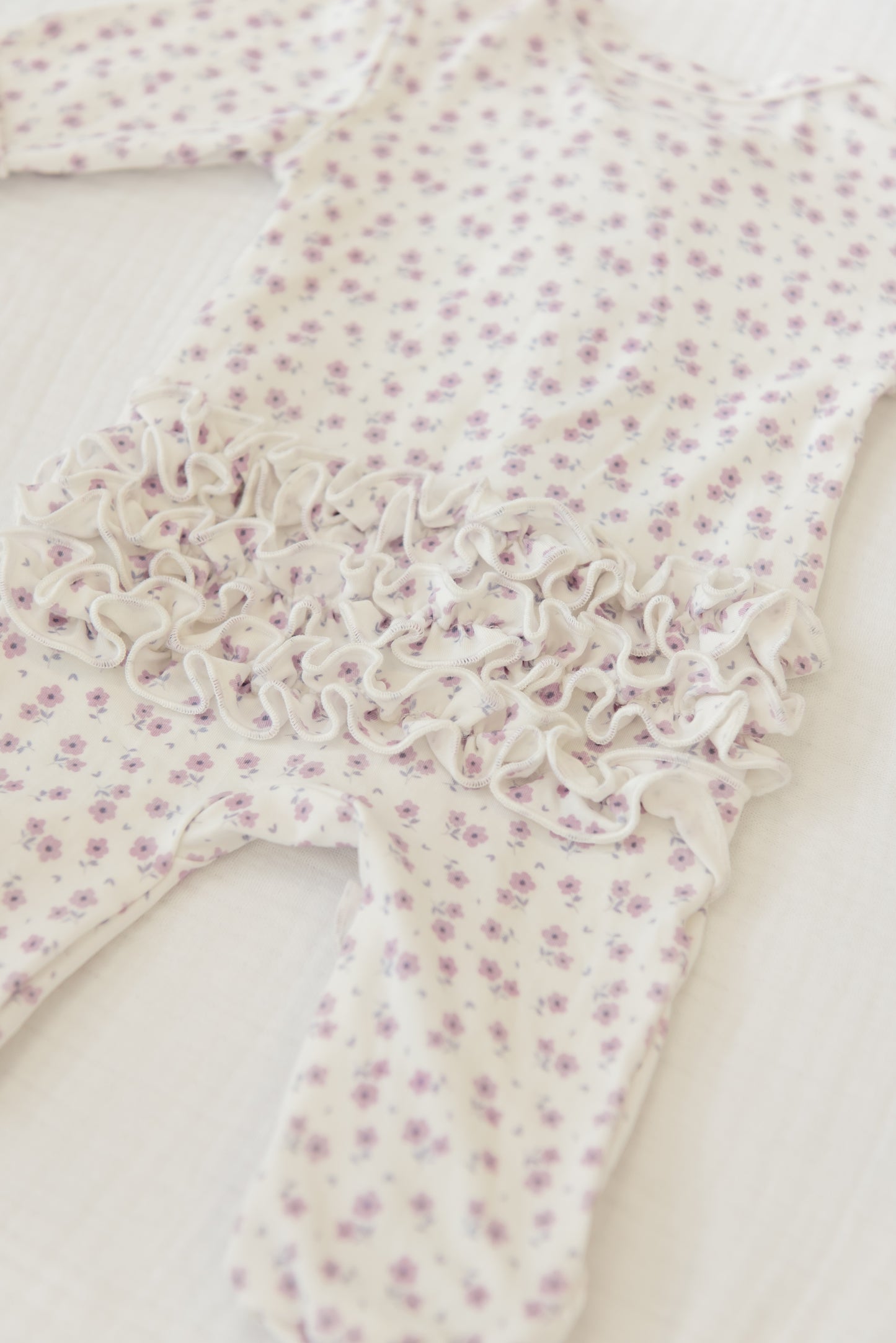 Lavender Bloom Ruffled Footie